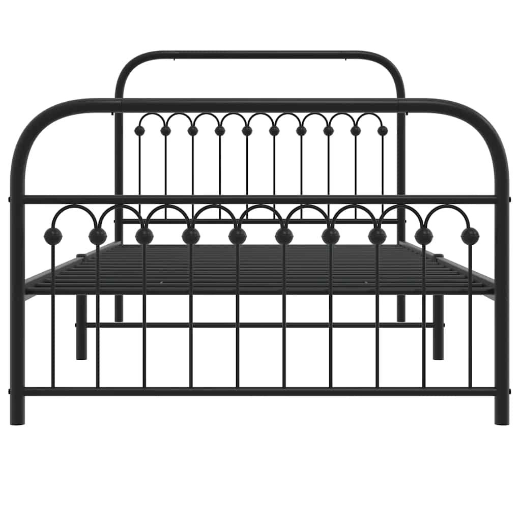 Black Metal Bed Frame with Footboard - 107x203cm No Mattress Included