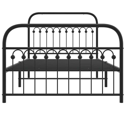 Black Metal Bed Frame with Footboard - 107x203cm No Mattress Included