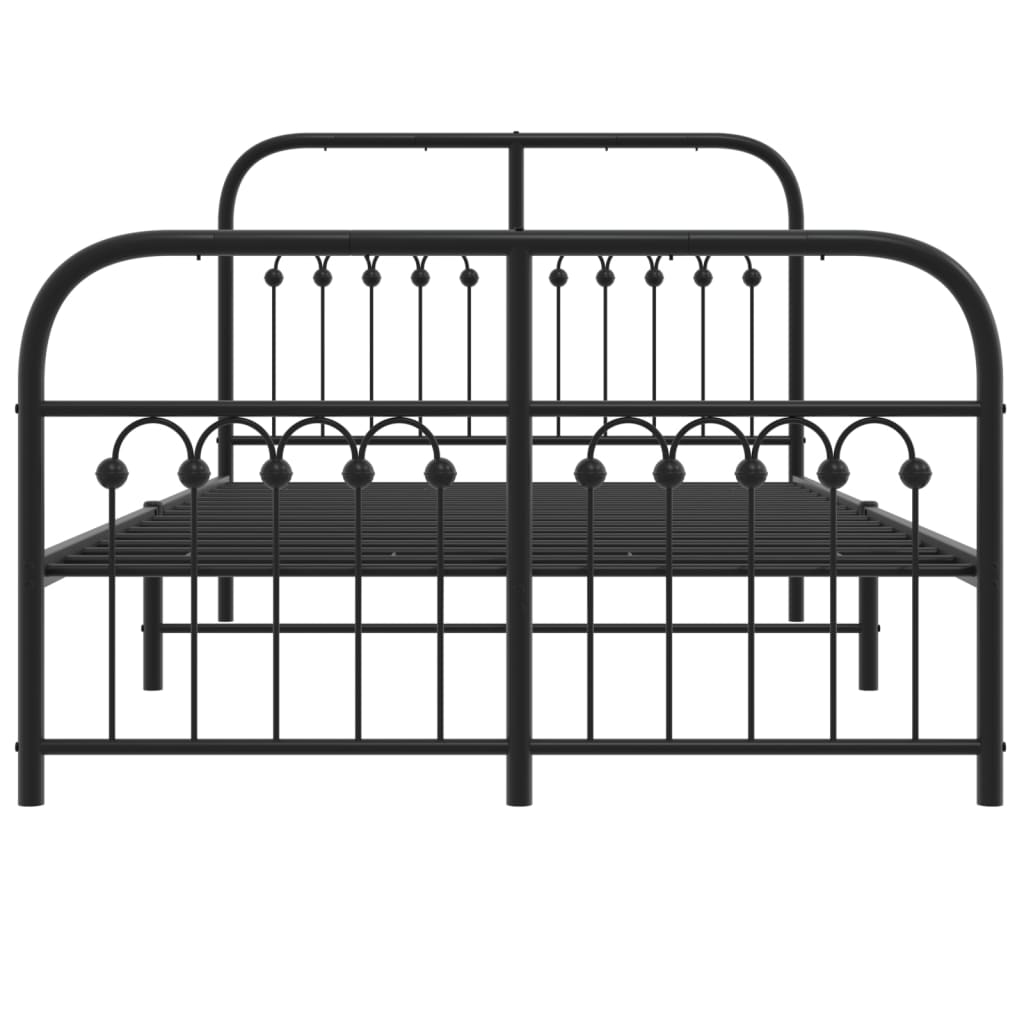 Black Metal Bed Frame with Footboard - 120x190cm No Mattress Included