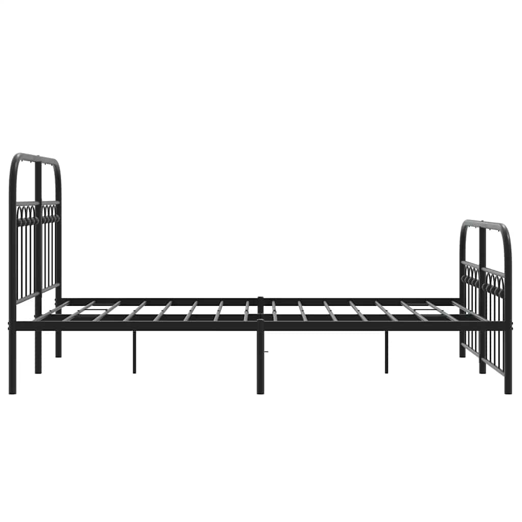 Black Metal Bed Frame with Footboard - 120x190cm No Mattress Included