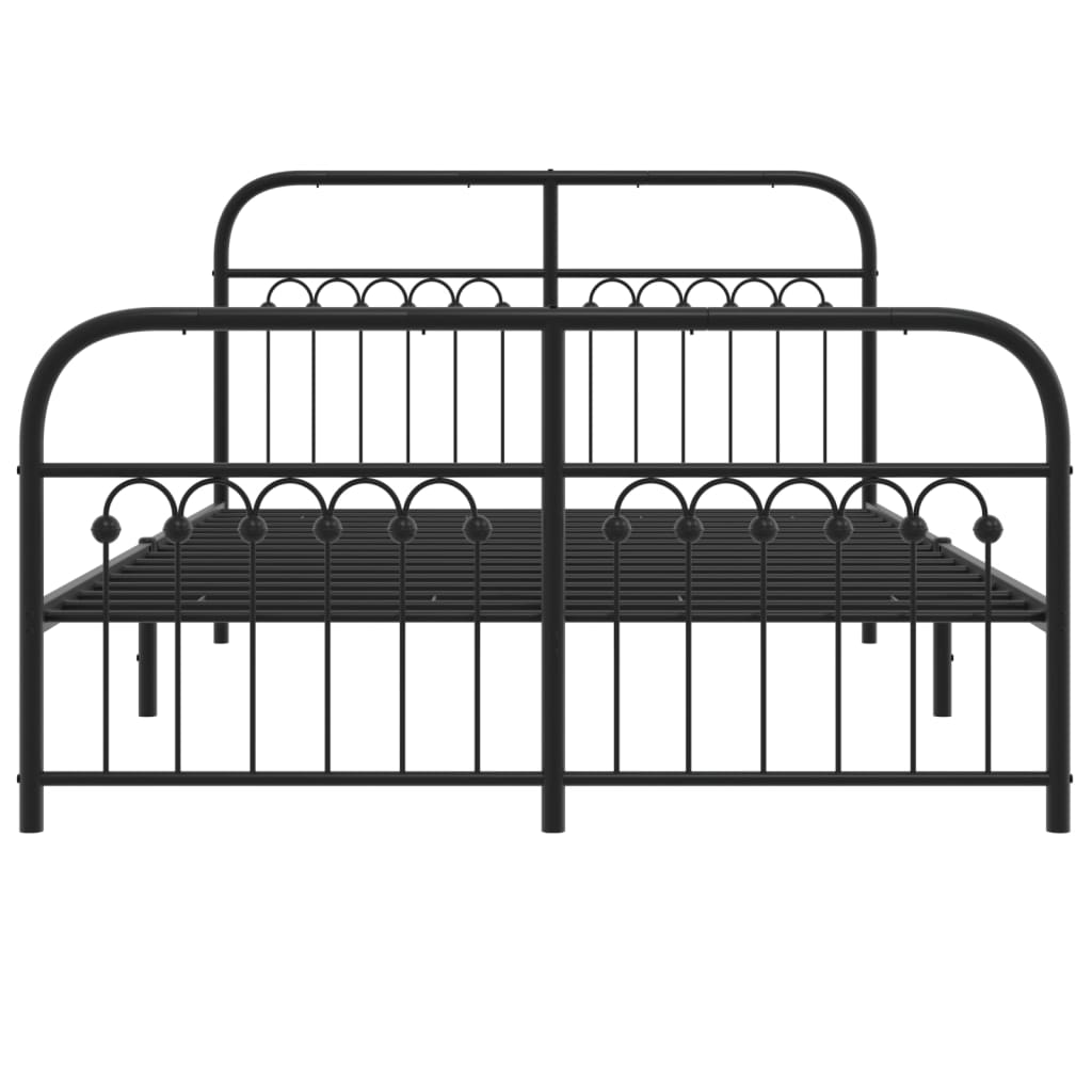 Black Metal Bed Frame with Footboard - 137x190cm (Mattress Not Included)