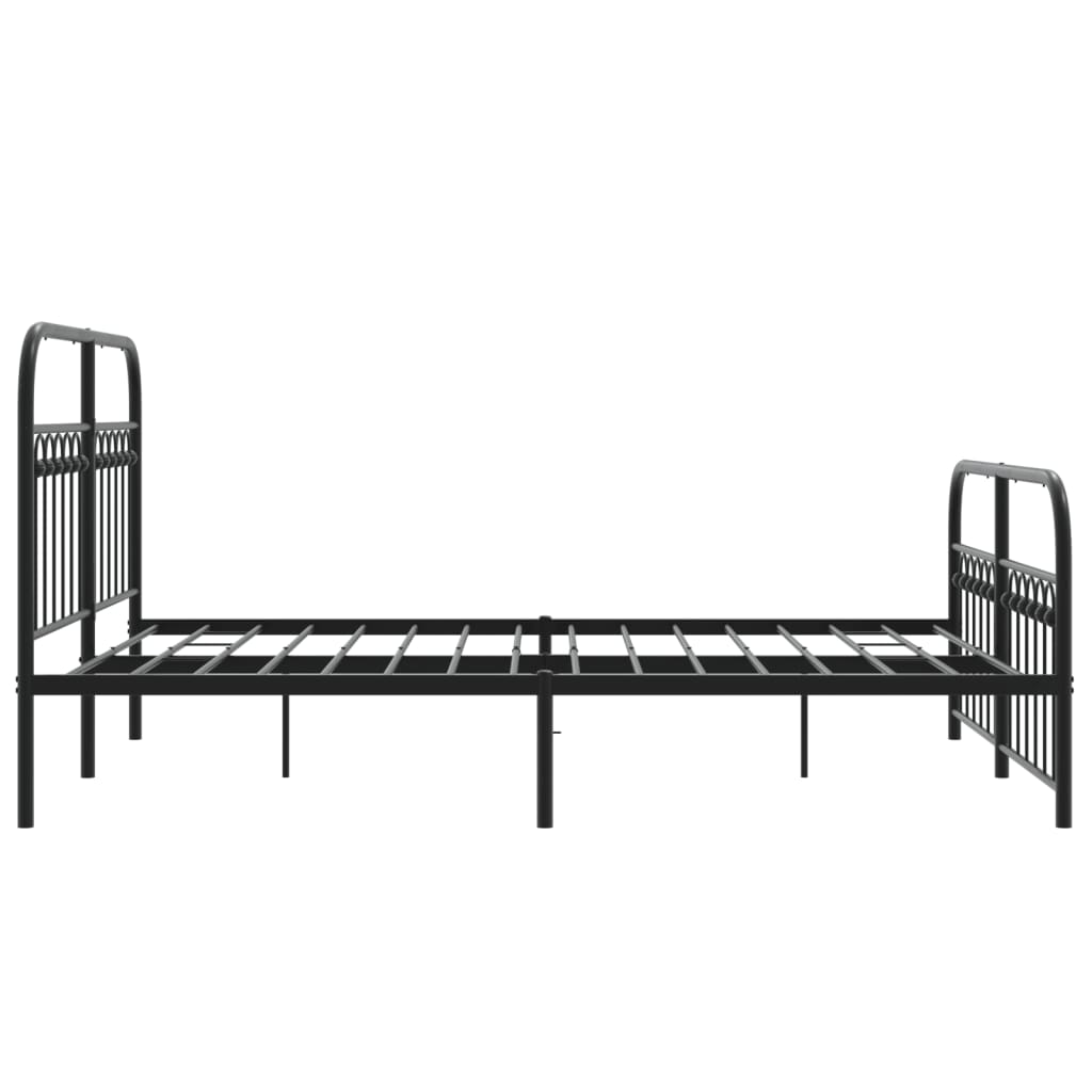 Black Metal Bed Frame with Footboard - 137x190cm (Mattress Not Included)