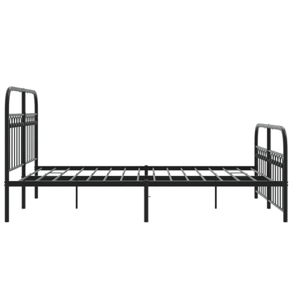 Black Metal Bed Frame with Footboard - 137x190cm (Mattress Not Included)