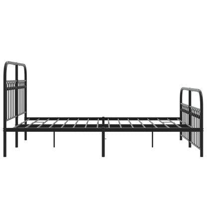 Black Metal Bed Frame with Footboard, 140x190cm - No Mattress