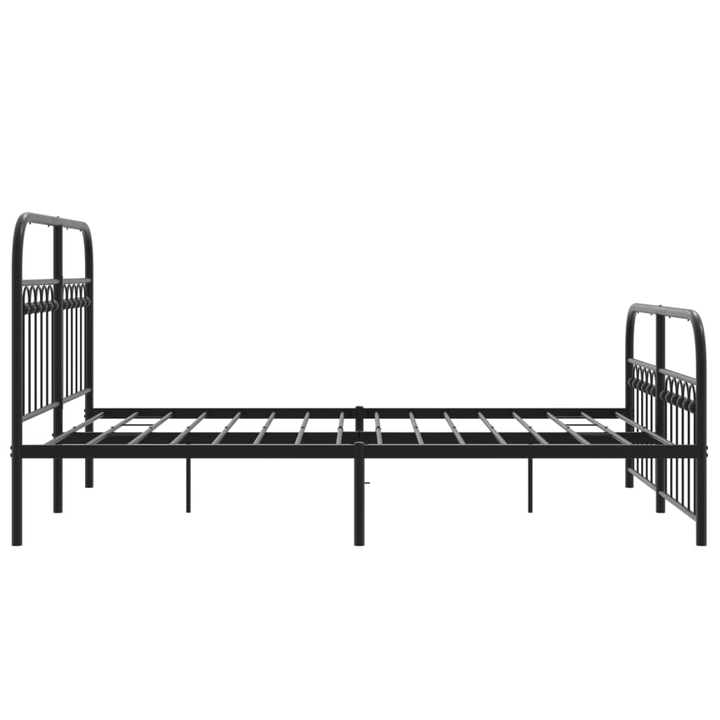 Black Metal Bed Frame with Footboard - 140x200cm Sturdy Design