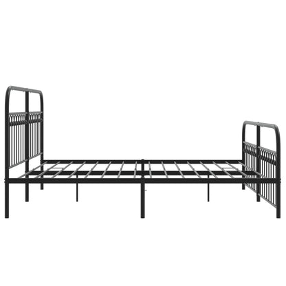 Stylish Black Metal Bed Frame with Footboard 183x203cm - No Mattress