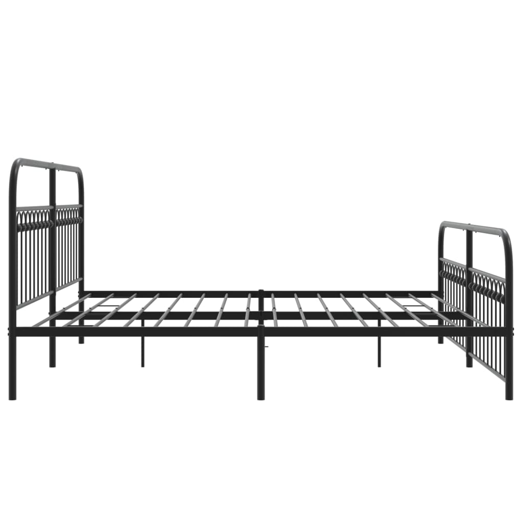 Sturdy Black Metal Bed Frame, Queen 193x203cm with Footboard