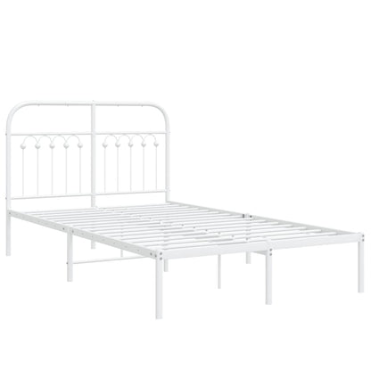 White Metal Bed Frame with Headboard 120x200cm - No Mattress