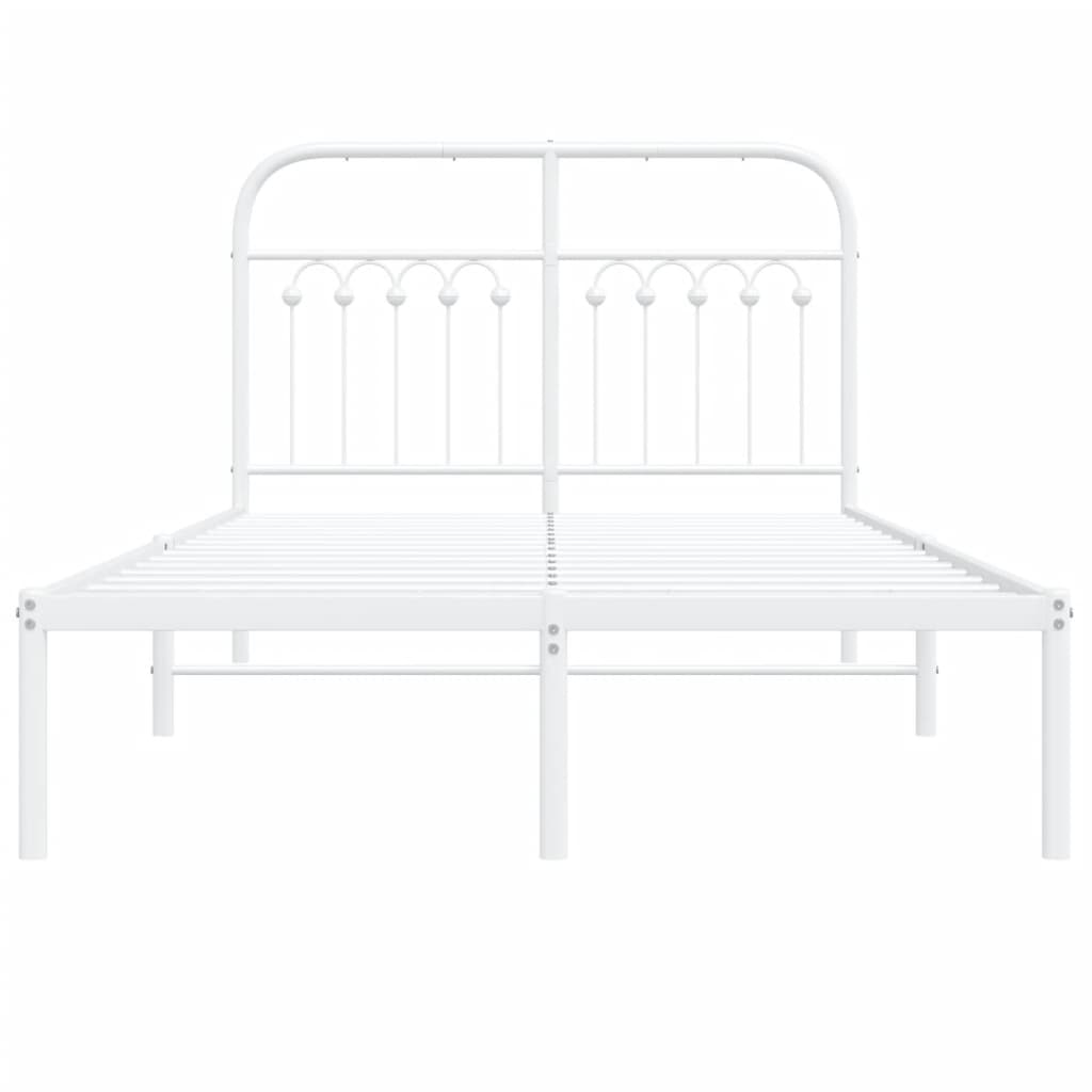 White Metal Bed Frame with Headboard 120x200cm - No Mattress