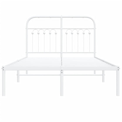 White Metal Bed Frame with Headboard 120x200cm - No Mattress