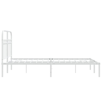 White Metal Bed Frame with Headboard 120x200cm - No Mattress