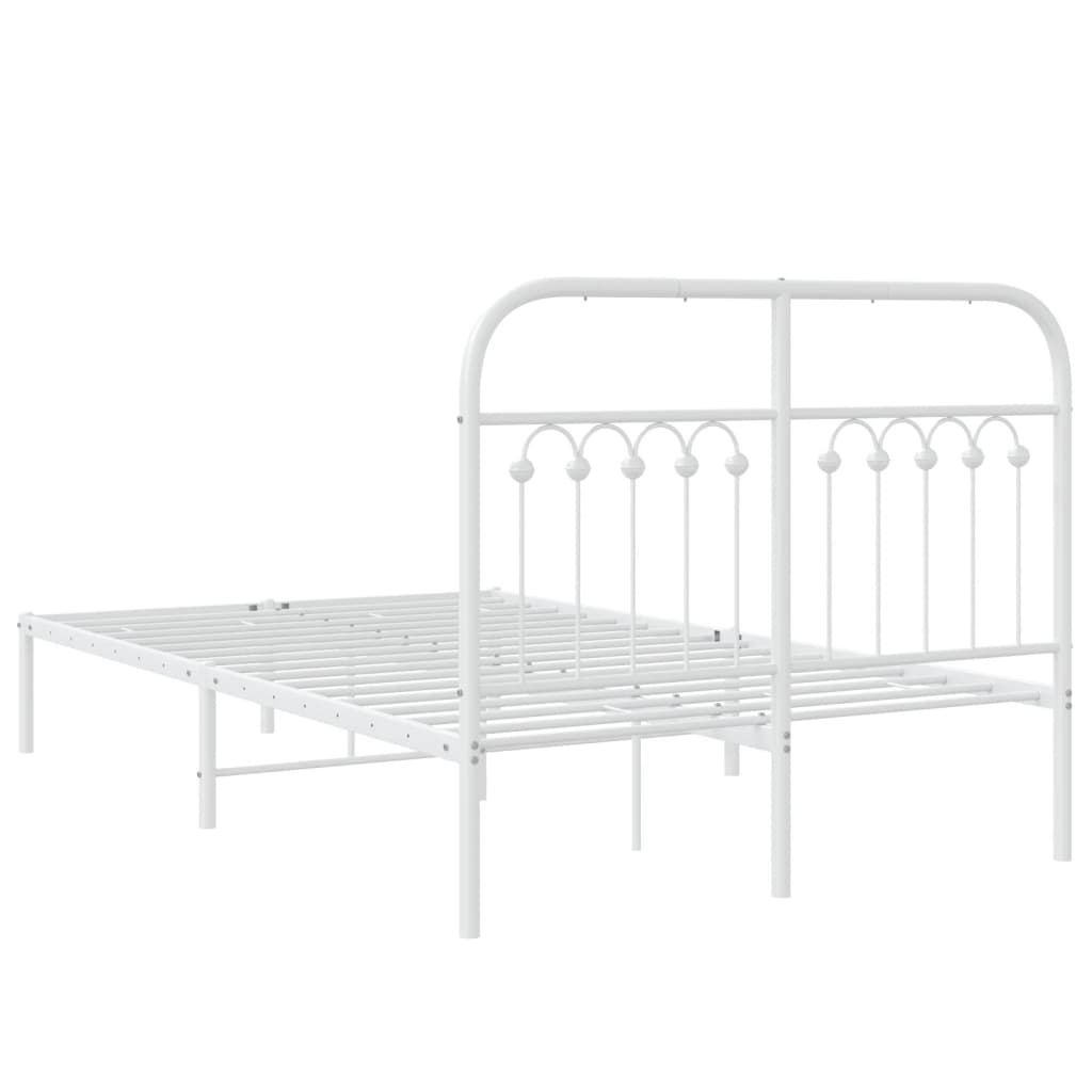 White Metal Bed Frame with Headboard 120x200cm - No Mattress