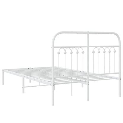 White Metal Bed Frame with Headboard 120x200cm - No Mattress
