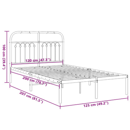 White Metal Bed Frame with Headboard 120x200cm - No Mattress