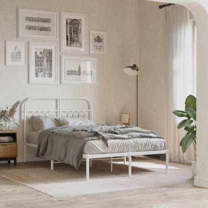 White Metal Bed Frame with Headboard 120x200cm - No Mattress
