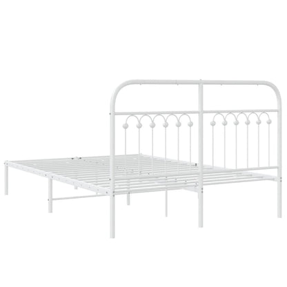 White Metal Bed Frame with Headboard - 135x190cm (No Mattress)