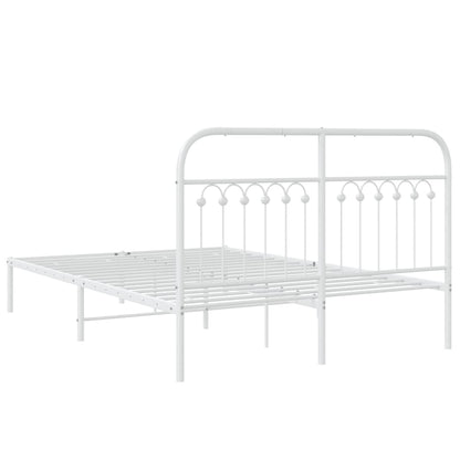 White Metal Bed Frame with Headboard 140x190cm - No Mattress