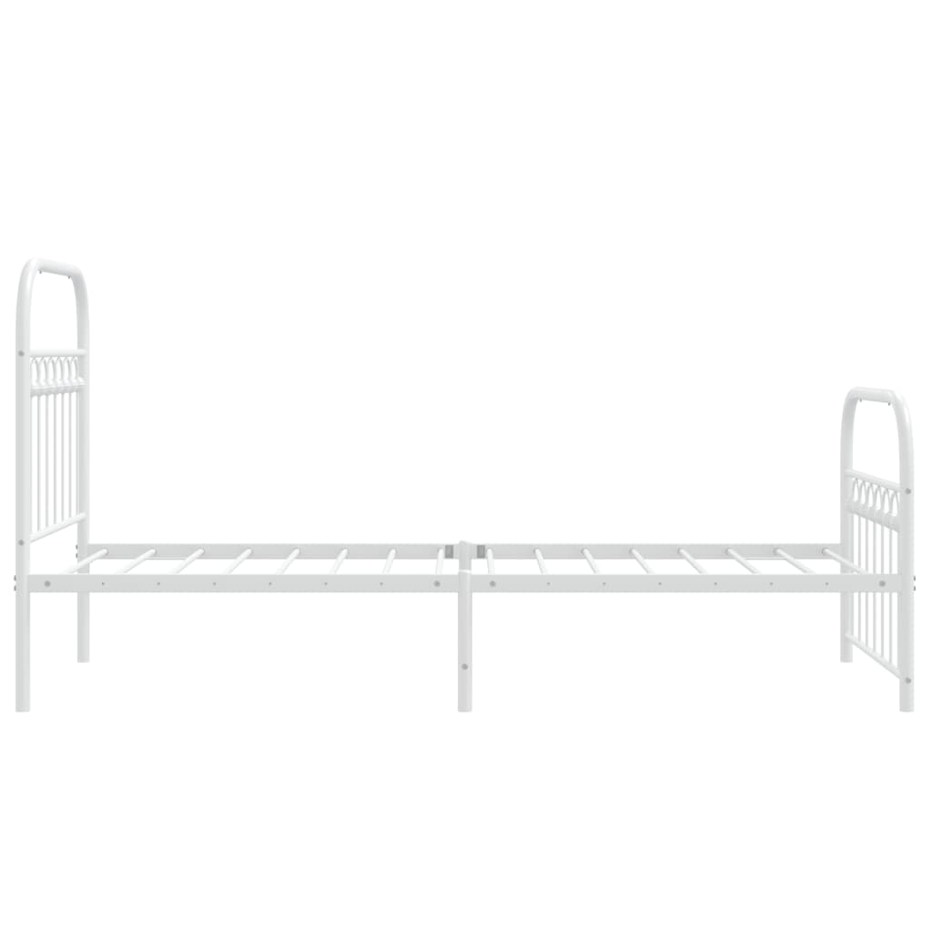 White Metal Bed Frame with Footboard, 75x190cm - No Mattress