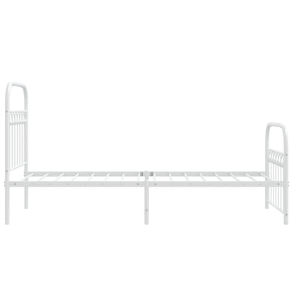 White Metal Bed Frame with Footboard, 75x190cm - No Mattress