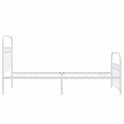 White Metal Bed Frame with Footboard 90x190cm - No Mattress Included