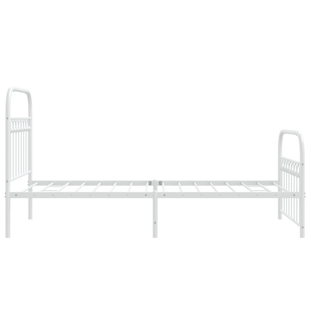 White Metal Bed Frame with Footboard, 90x200cm - No Mattress