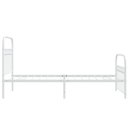 White Metal Bed Frame with Footboard, 90x200cm - No Mattress