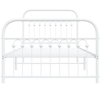 White Metal Bed Frame with Footboard, 100x190cm - No Mattress Included