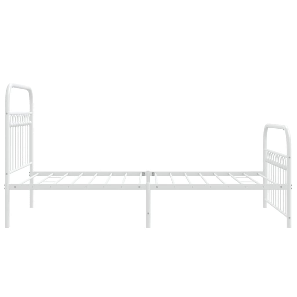 White Metal Bed Frame with Footboard, 100x190cm - No Mattress Included