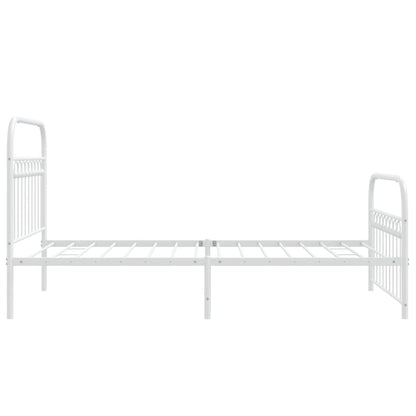 White Metal Bed Frame with Footboard, 100x190cm - No Mattress Included