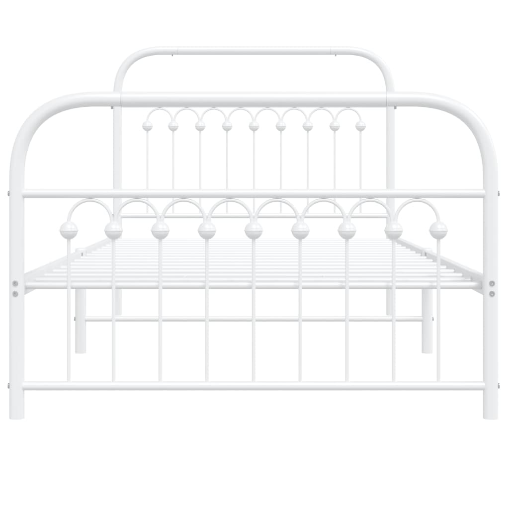 White Metal Bed Frame with Footboard, 100x200cm (No Mattress)