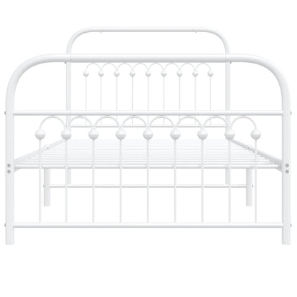 White Metal Bed Frame with Footboard, 100x200cm (No Mattress)