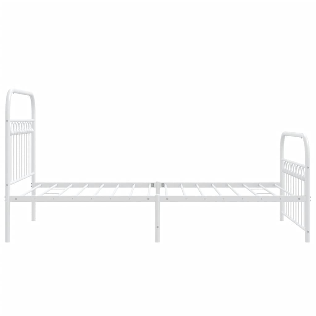 White Metal Bed Frame with Footboard, 100x200cm (No Mattress)