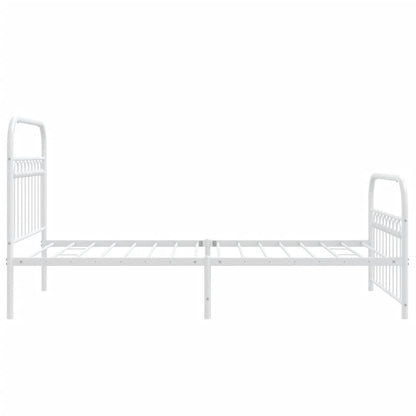 White Metal Bed Frame with Footboard, 100x200cm (No Mattress)
