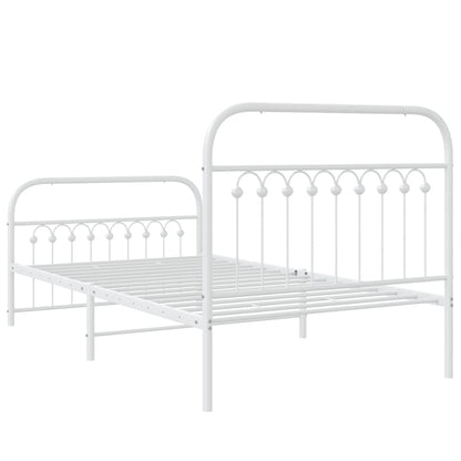 White Metal Bed Frame with Footboard, 100x200cm (No Mattress)