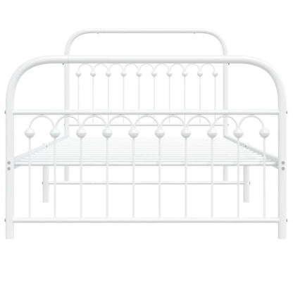 White Metal Bed Frame with Footboard - 107x203cm, No Mattress