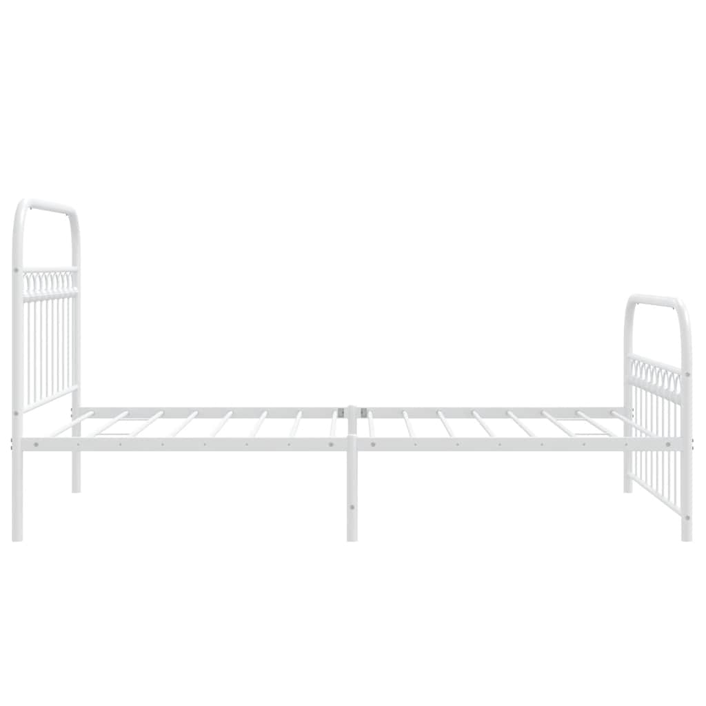 White Metal Bed Frame with Footboard - 107x203cm, No Mattress