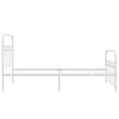 White Metal Bed Frame with Footboard - 107x203cm, No Mattress