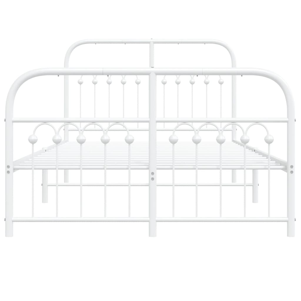 White Metal Bed Frame with Footboard, 120x190cm, No Mattress