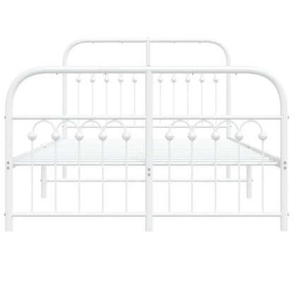 White Metal Bed Frame with Footboard, 120x190cm, No Mattress