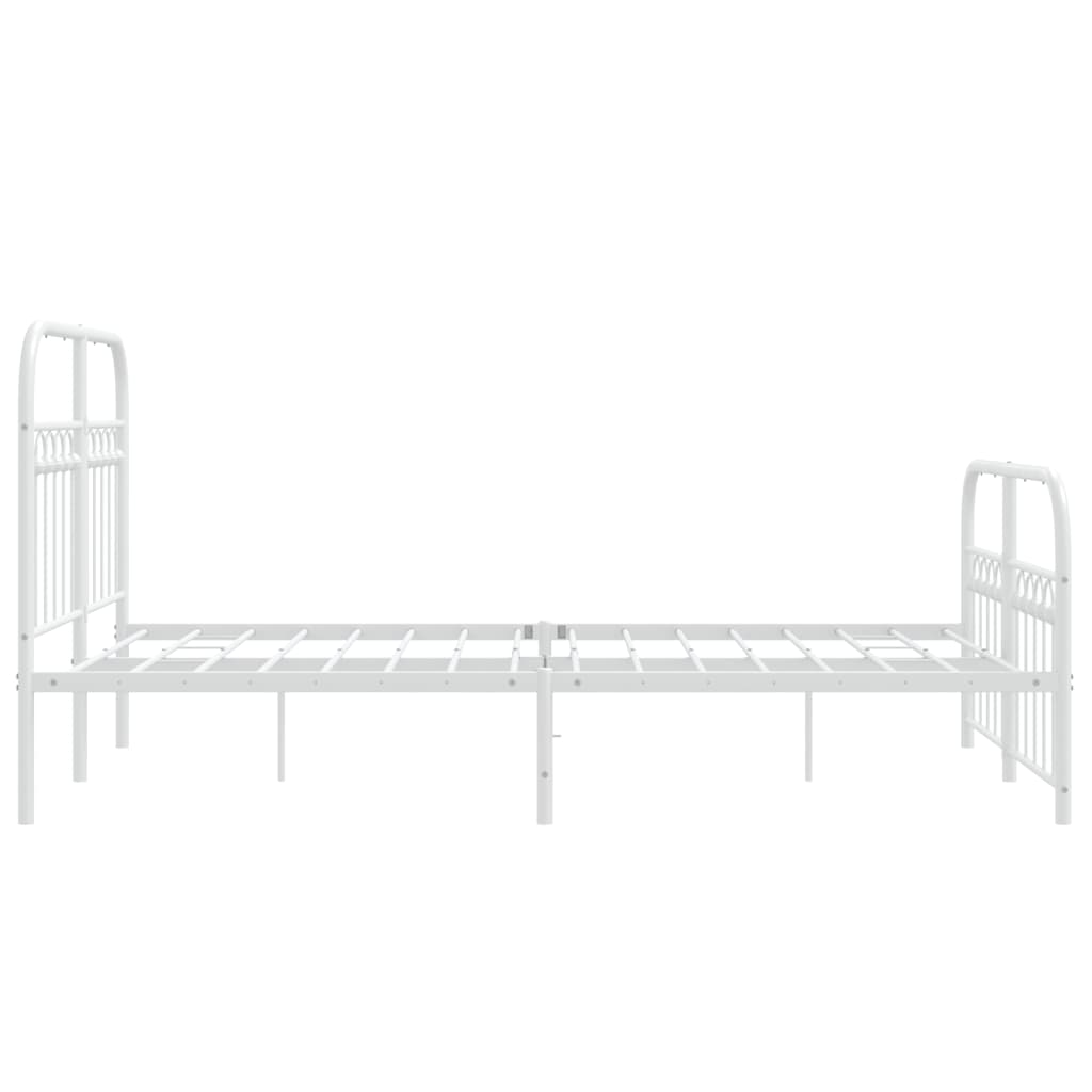 White Metal Bed Frame with Footboard, 120x190cm, No Mattress