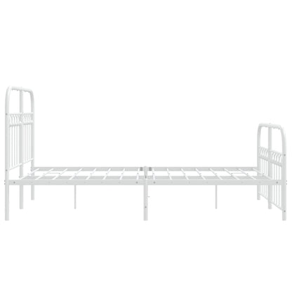 White Metal Bed Frame with Footboard, 120x190cm, No Mattress