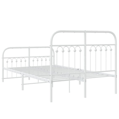 White Metal Bed Frame with Footboard, 120x190cm, No Mattress
