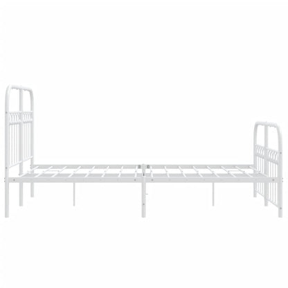 Metal Bed Frame without Mattress with Footboard White 120x200cm