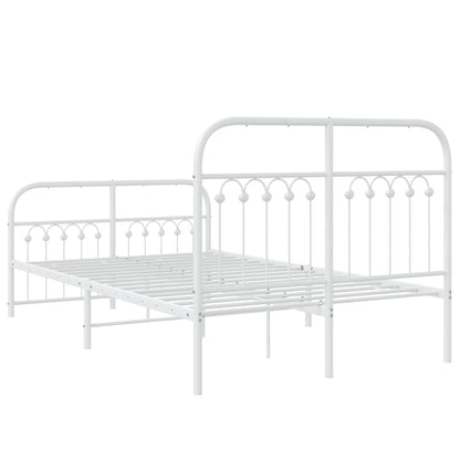 Metal Bed Frame without Mattress with Footboard White 120x200cm