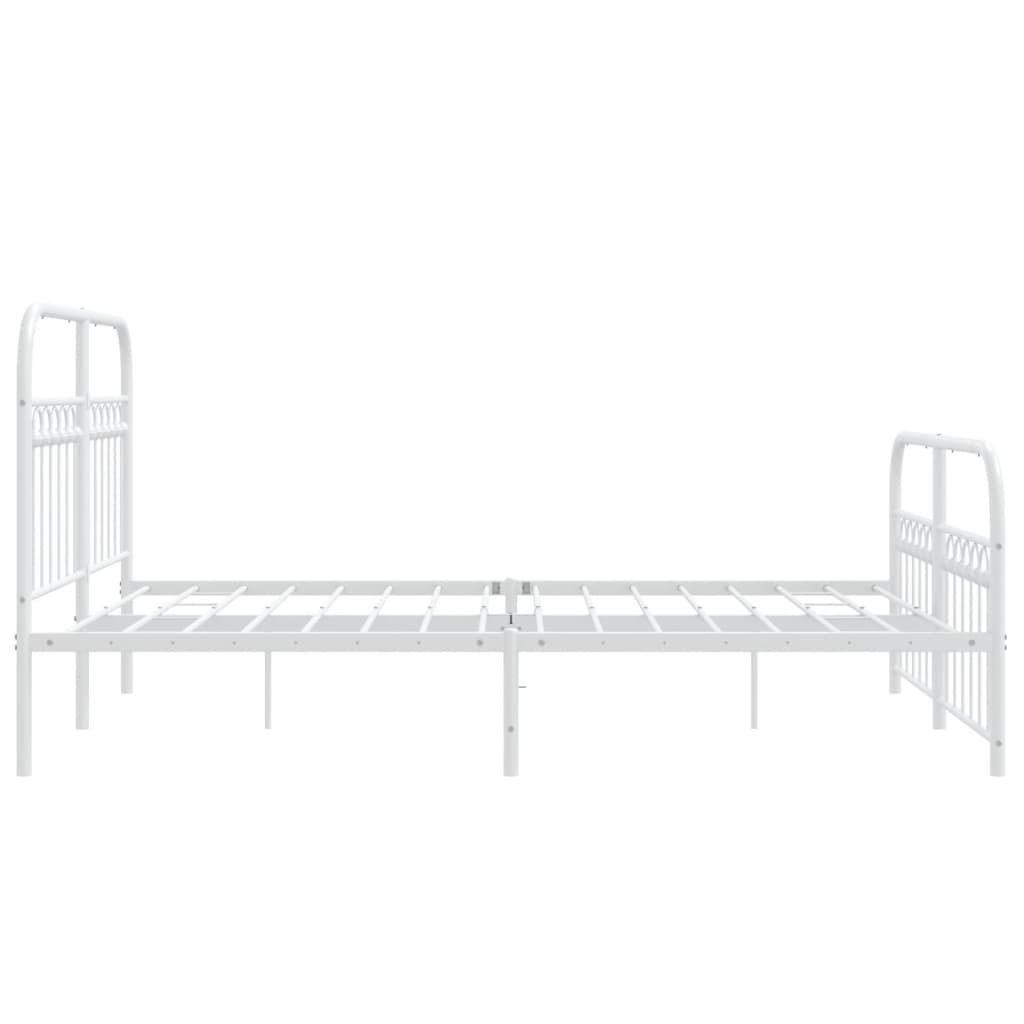 White Metal Bed Frame with Footboard - 137x190cm, No Mattress