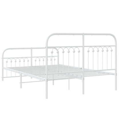 White Metal Bed Frame with Footboard - 137x190cm, No Mattress