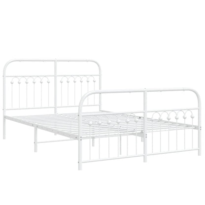 White Metal Bed Frame with Footboard 140x190cm - No Mattress