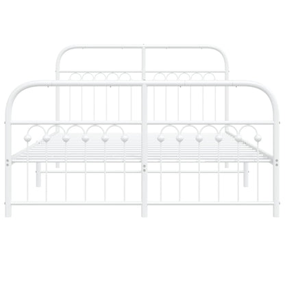 White Metal Bed Frame with Footboard 140x190cm - No Mattress
