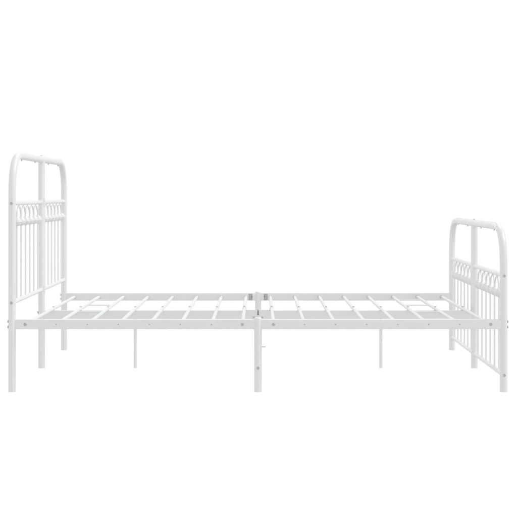 White Metal Bed Frame with Footboard 140x190cm - No Mattress
