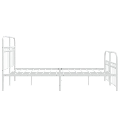 White Metal Bed Frame with Footboard 140x190cm - No Mattress